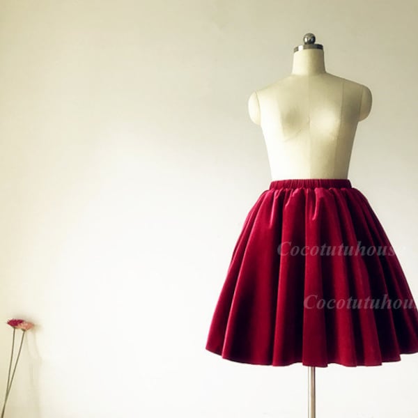Custom Velvet Skirt: Red Wine, Burgundy, Bridesmaid, Christmas