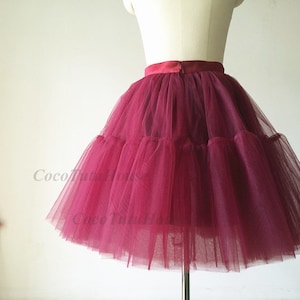 Puffy Red Wine /Burgundy Women Tulle Skirt Petticoat Underskirt/Bridesmaid Short Blue Tulle Skirt/Prom Skirt/Bachelorette TuTu