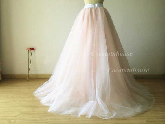 Couleur ombre blanc / rose blush Jupe en tulle / Longueur du sol Tulle /  Femmes adultes Tulle / Jupe longue / Robe de mariée / Demoiselle dhonneur /  Saint-Valentin / Jupe -  France