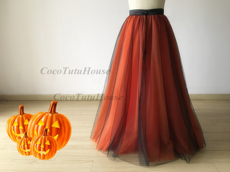 Halloween Costume Woman ombre Black Orange Skirt cosplay halloween Costume halloween Decoration cape overlap floor Length Tulle Skirt Etsy
