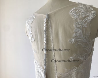 Ivory Lace Braut Top, Sheer Back, Boho Hochzeit
