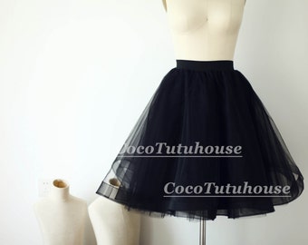 Black Tulle Skirt/Horse Hair Tulle Skirt/Women Tulle Skirt/Short TUTU Skirt/Wedding Dress Underskirt/Bridesmaid/Bachelorette TuTu