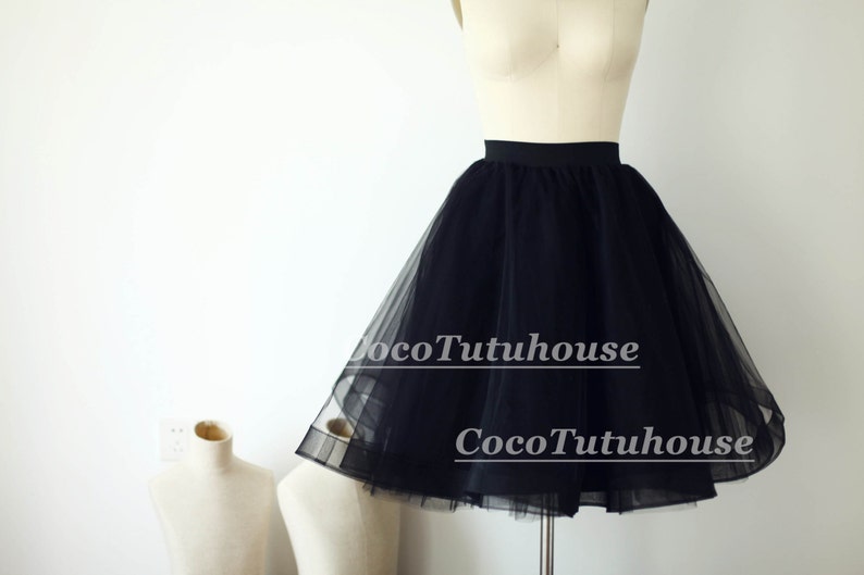 Black Tulle Skirt/Horse Hair Tulle Skirt/Women Tulle Skirt/Short TUTU Skirt/Wedding Dress Underskirt/Bridesmaid/Bachelorette TuTu 