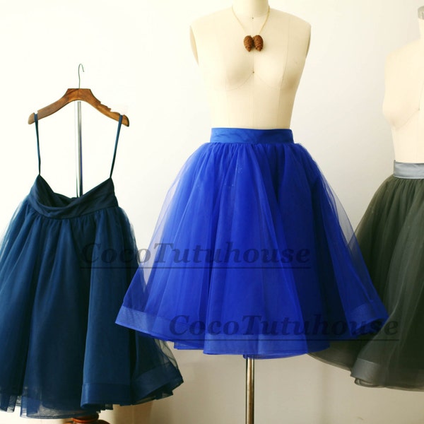 Royal Blue Tulle Skirt/Horse Hair Tulle Skirt/Women Tulle Skirt/Short TUTU Skirt/Wedding Dress Underskirt/Bridesmaid/Bachelorette TuTu