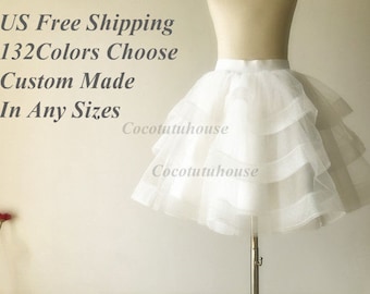 Ivory Cupcake Tulle Skirt/Tiered Horse Hair Tulle Skirt/Women Tulle Skirt/Short TUTU/Wedding Dress Underskirt/Bridesmaid/Bachelorette TuTu