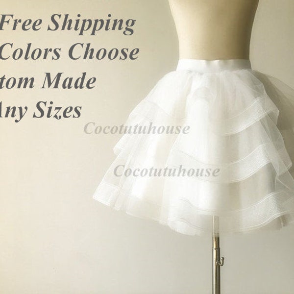 Ivory Cupcake Tulle Skirt/Tiered Horse Hair Tulle Skirt/Women Tulle Skirt/Short TUTU/Wedding Dress Underskirt/Bridesmaid/Bachelorette TuTu