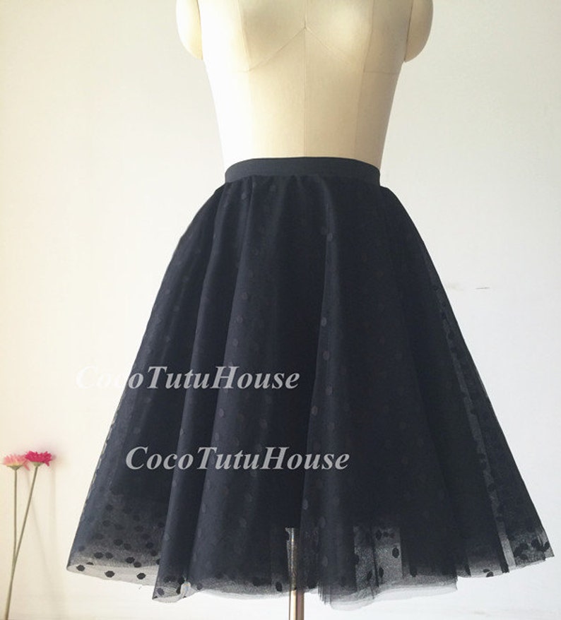 Polka Dots Black Tulle Skirt Adult Women Short Skirt | Etsy