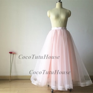 Blush Pink Maxi Tulle Skirt /Adult Women Horsehair Tulle Skirt Long Skirt//Wedding Dress Underskirt/Bridesmaid/Bachelorette TuTu