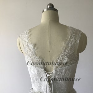 Marfil pestaña encaje nupcial top / vestido de novia de encaje / vestido de novia Boho / vestido de espalda baja / vestido rústico / dos piezas boda top tul falda