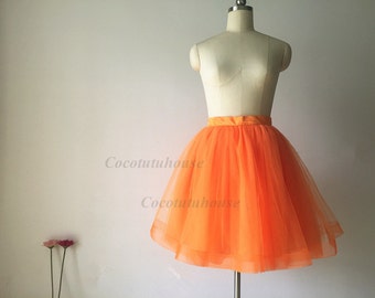 Halloween Costume Woman/Orange Tulle Skirt/Woman Tulle Skirt/Short Tulle skirt/Wedding Dress Underskirt/Bridesmaid/Halloween TuTu