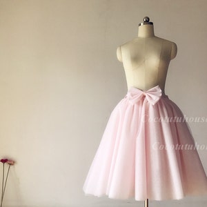 9 layers of Blush Pink Skirt with Bow/Women Tulle Skirt with Bow/ Short Tulle skirt/Wedding Dress Underskirt/Bridesmaid/Valentine’s Day Gift