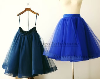 Navy Blue Tulle Skirt/Horse Hair Tulle Skirt/Women Tulle Skirt/Short TUTU Skirt/Wedding Dress Underskirt//Bridesmaid/Bachelorette TuTu/Prom