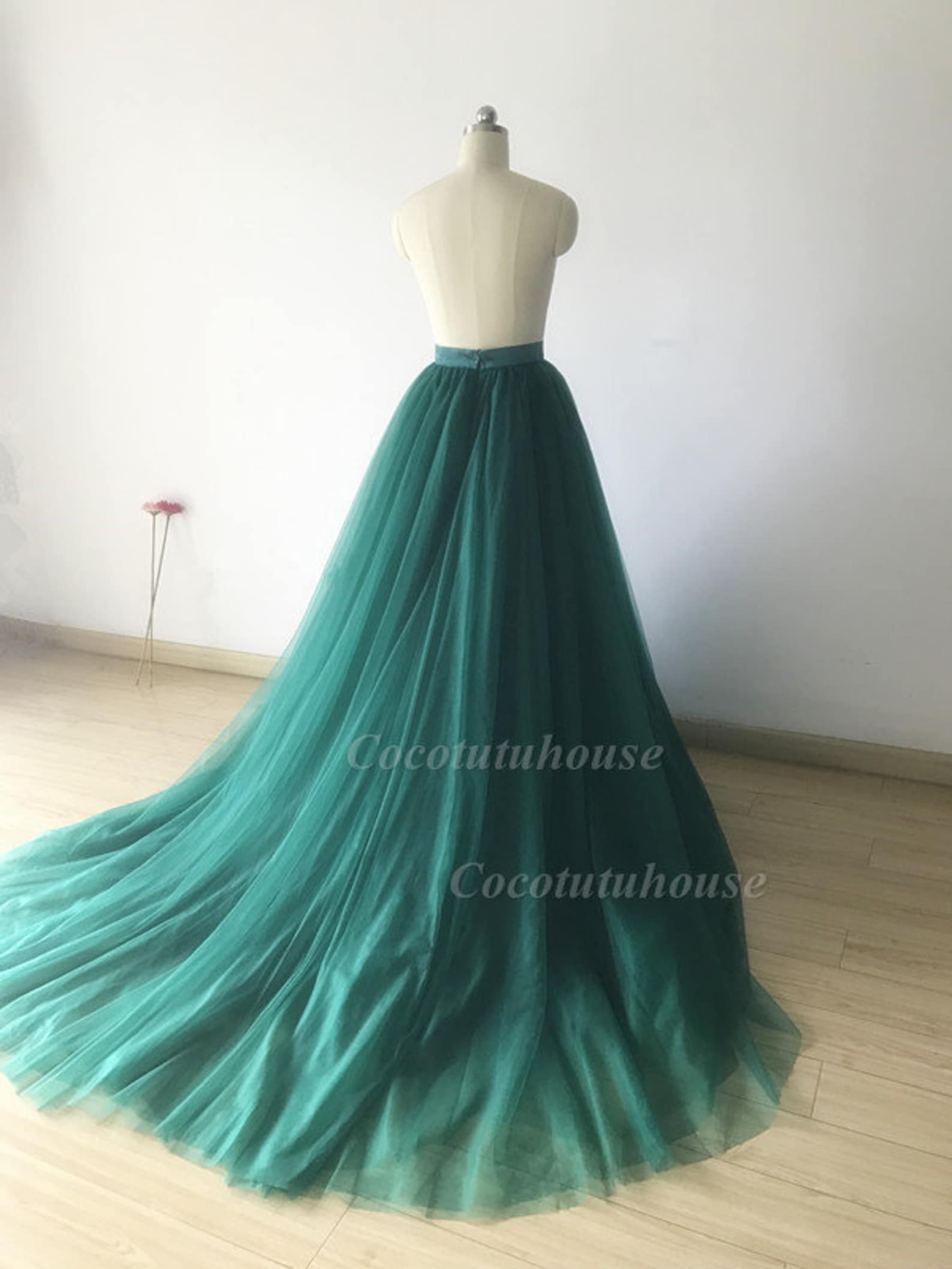 long green tulle skirt