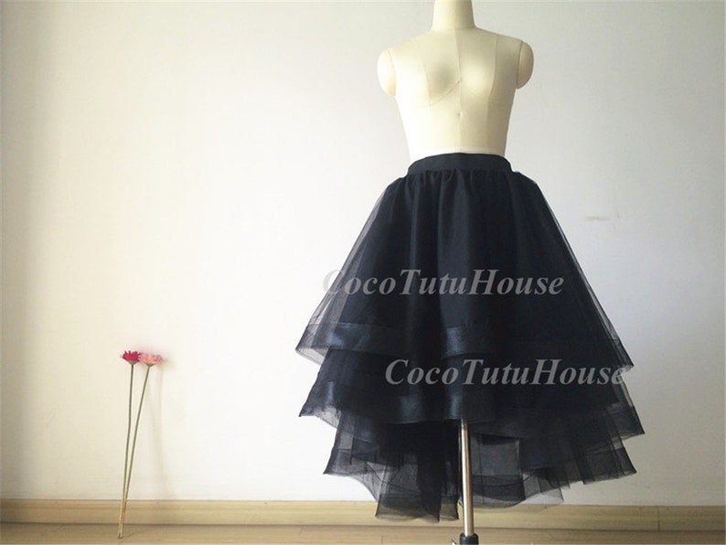 Double Horse Hair Trims Black Hi Low Tulle Skirt /adult Women Etsy