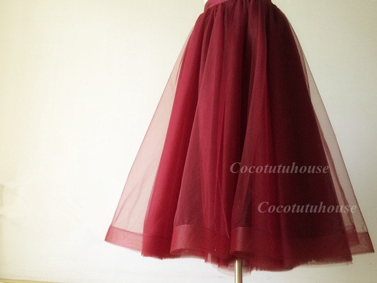 Halloween Costume Woman/Red Wine/Burgundy Maxi Tulle Skirt | Etsy