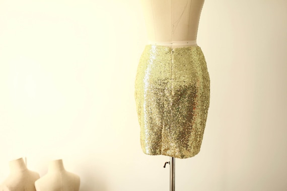 Custom Light Gold Sequin Pencil Skirt