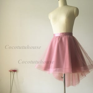 Dusty Rose/Pink Hi Low Tulle Skirt /Adult Women Horsehair Tulle Skirt/Wedding Dress Underskirt//Bridesmaid/Bachelorette TuTu