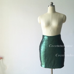 Green Sequin  Skirt/Fitted Tight Pencil Skirt Bridesmaid/ Skirt Short Sequin Skirt/Bachelorette Skirt