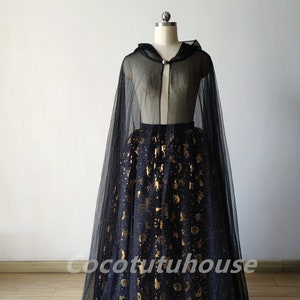 Halloween Golden Pumpkin Witch Spider Web Skull Skirt /Cosplay/Halloween Costume/Halloween Decoration/Gothic Cape/Overlap/Floor Tulle Skirt
