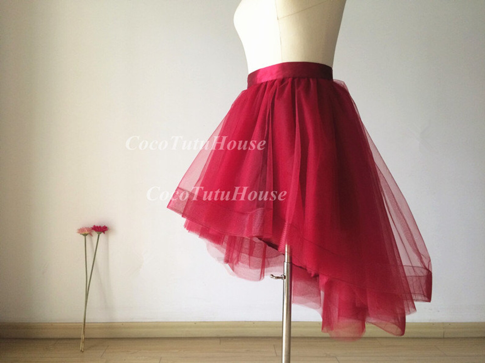 Hi Low Tulle Skirt Maxi Skirt High Low Tutu Dress Red Tulle Skirt Women's  Tulle Maxi