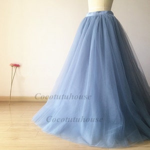 Dusty Blue Tulle Skirt/Floor Length Tulle/Adult Women Tulle Long Skirt/WeddingDress/Bridesmaid/Bachelorette TuTu/Valentine’s/Prom