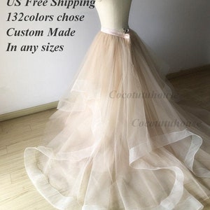 Champagne Wide Double Horse Hair Trims White Hi Low Maxi Tulle Skirt/Wedding Underskirt/Bridesmaid/Bachelorette TuTu/Valentine’s Day /Prom