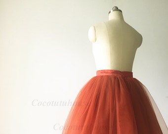 Halloween Costume Woman/Buring/Red OrangeTulle Skirt/Woman Tulle Skirt/Short Tulle skirt/Wedding Dress Underskirt/Bridesmaid/Halloween TuTu