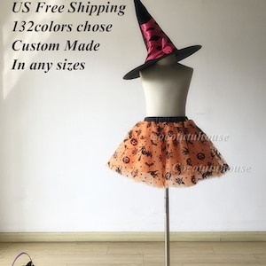 Halloween Costume Woman/Baby Girl Halloween Pumpkin Witch Spider Tulle Skirt/ Short Orange Tulle Skirt /Cosplay/Halloween Decoration/Cape