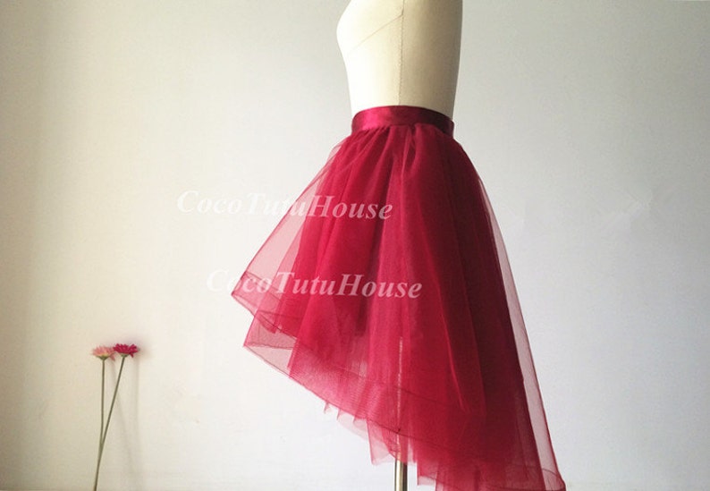 Red Wine/burgundy Hi Low Tulle Skirt /adult Women Horsehair - Etsy