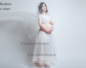 White Maternity Tulle Skirt /Maternity Dress Gown/Photo Shoot Props/Maternity Photography Costume Tulle Dress/Adult Women Skirt Valentine’s