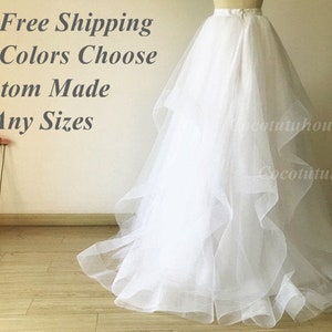 Wide Double Horse Hair Trims White Hi Low Maxi Tulle Skirt / Wedding Underskirt/Bridesmaid/Bachelorette TuTu/Valentine’s Day /Prom skirt