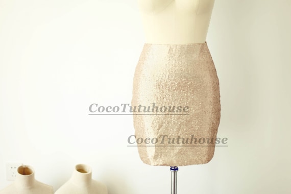Matte Champagne Gold Sequin Light Gold Sequin Skirt Fitted Tight Pencil Skirt Bridesmaid Skirt Short Sequin Skirt bachelorette Skirt Etsy
