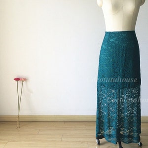 Green Lace Maxi Tulle Skirt /Adult Women Lace Skirt Long Skirt//Wedding Dress/Bridesmaid/Bachelorette Skirt