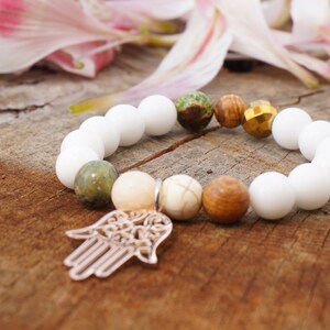 Women Bracelet Gemstone Bracelet Agate Beaded Bracelet Pendant Bracelet Hamsa Bracelet Shamballa Bracelet Jewelry Gift for Women Fatima Hand