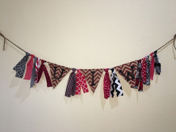 Uiw In Red And Black Rag Banner For Game Day Tailgate Decor Etsy