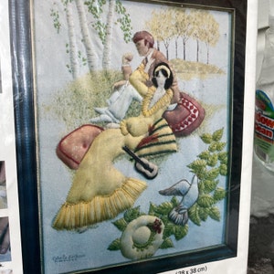 Vintage 1976 Trapunto Needlecraft Quilting & Picture Crewel Kit PICNIC 7184