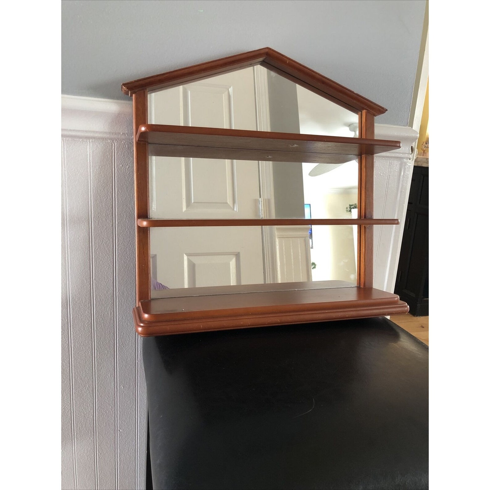 Vintage madera estante espejo Curio 3 estantes exhibición | Etsy