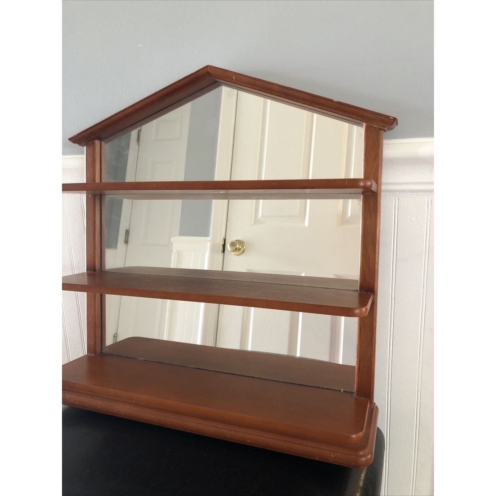 Vintage madera estante espejo Curio 3 estantes exhibición | Etsy