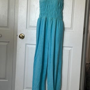 Vintage Jumpsuit Terry Cloth Strapless Romper JC Penny Loungewear Small