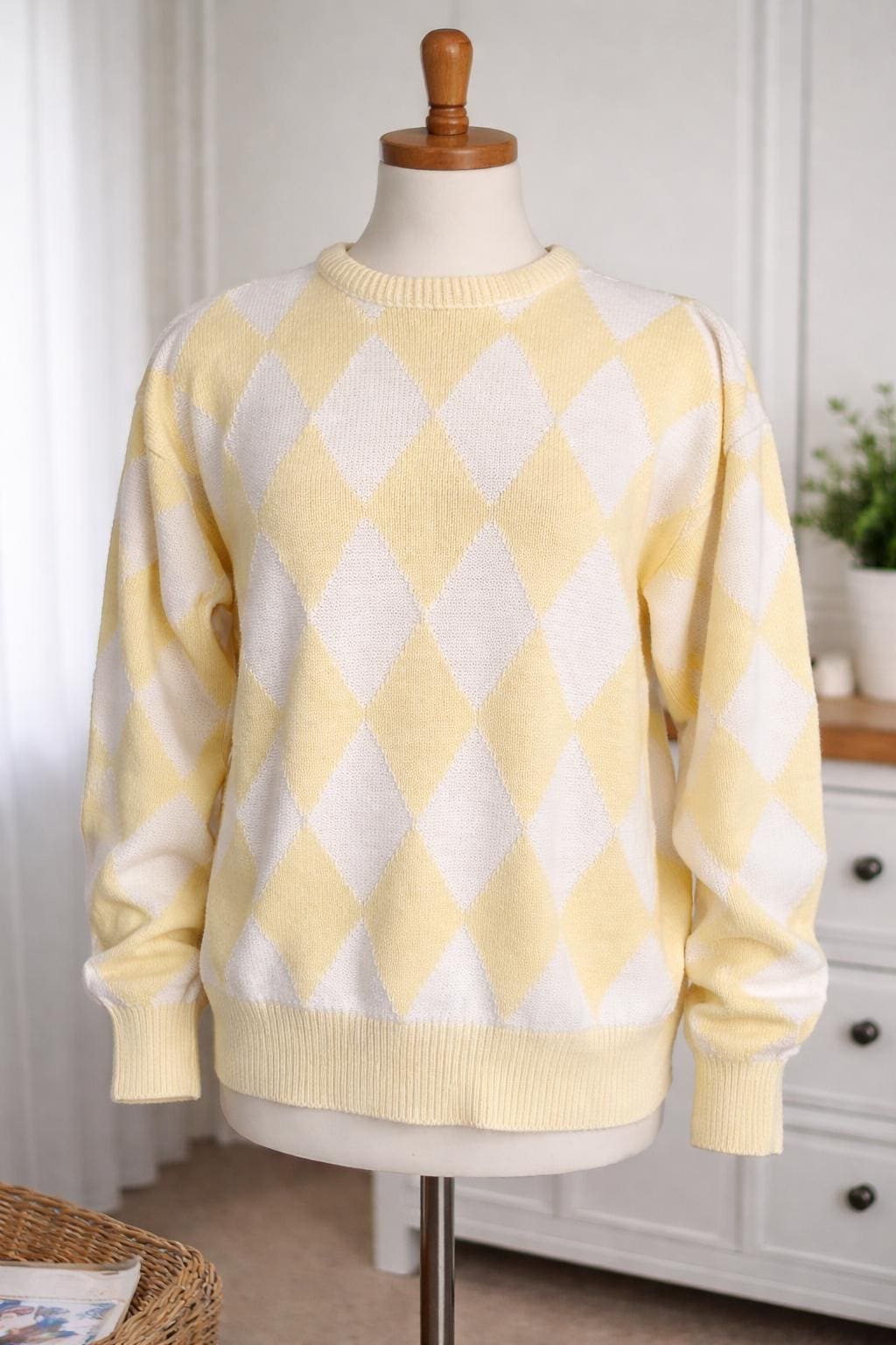 Yellow Argyle Sweater - Etsy