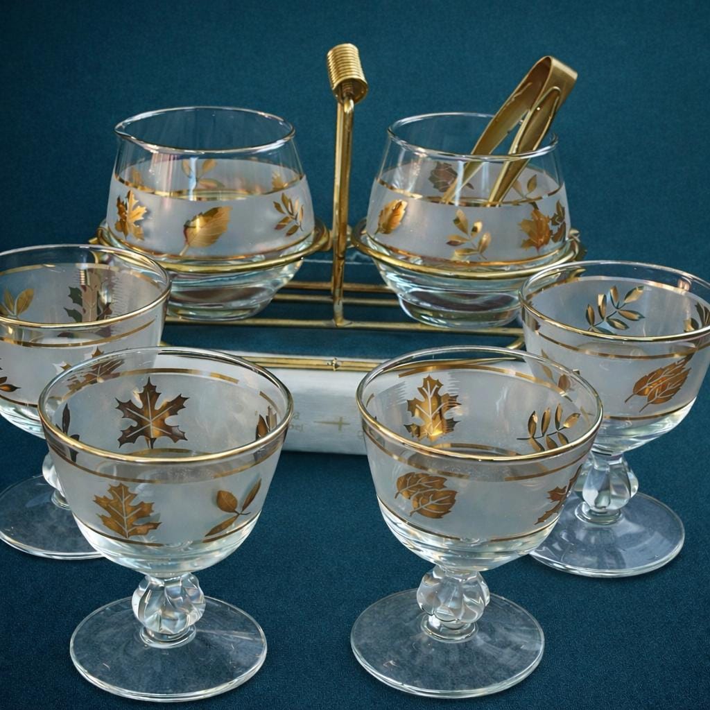 Vintage Drinking Glasses With Caddy - Etsy