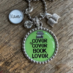 Cover to Cover Book Lover Personalized BOOK CLUB Antique Silver Pendant Necklace or Keychain ~ Great Gift for CHRISTmas.