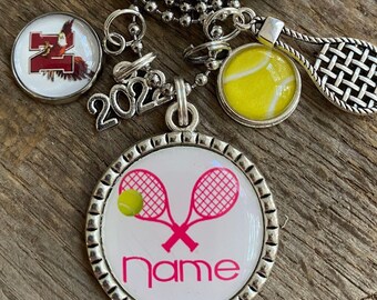 Tennis Custom Personalized ANY Player Name and/or ANY Number ANY Colors Graduation Year Senior Night Pendant Charm Necklace Keychain