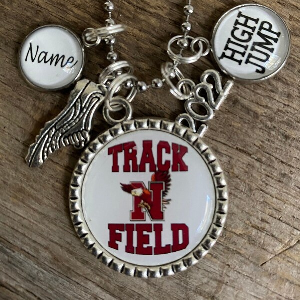Track & Field XC Cross Country Custom Personalized Player Name, Number ANY Colors ANY Logo Senior Night Pendant Charm Necklace Keychain
