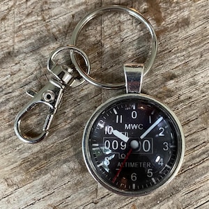 Altimeter Jet Airplane Aircraft Keychain Necklace Keyring Keychain Charm Necklace ~ Great gift for Dad, Pilot, Aviator or Graduation