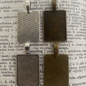 18x25mm Rectangle Bezel Alloy Pendant Cabochon Tray Settings Vintage Antique Gold Bronze or Antique Silver