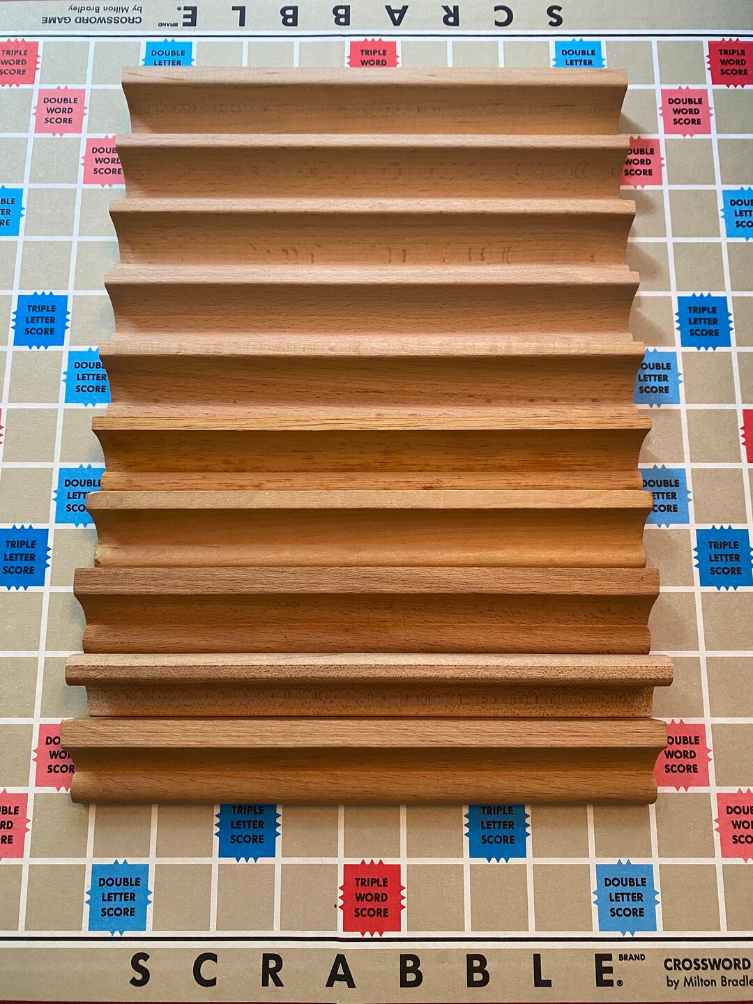 Lot of (10) Scrabble Tile Wooden Letter Racks Holders 7