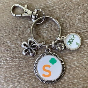 I'm A SENIOR Girl Scout Troop Pack Bridging Custom Antique Silver Flat Bezel Pendant Charm Necklace Keychain ~ Unique Gift for CHRISTmas! zdjęcie 6