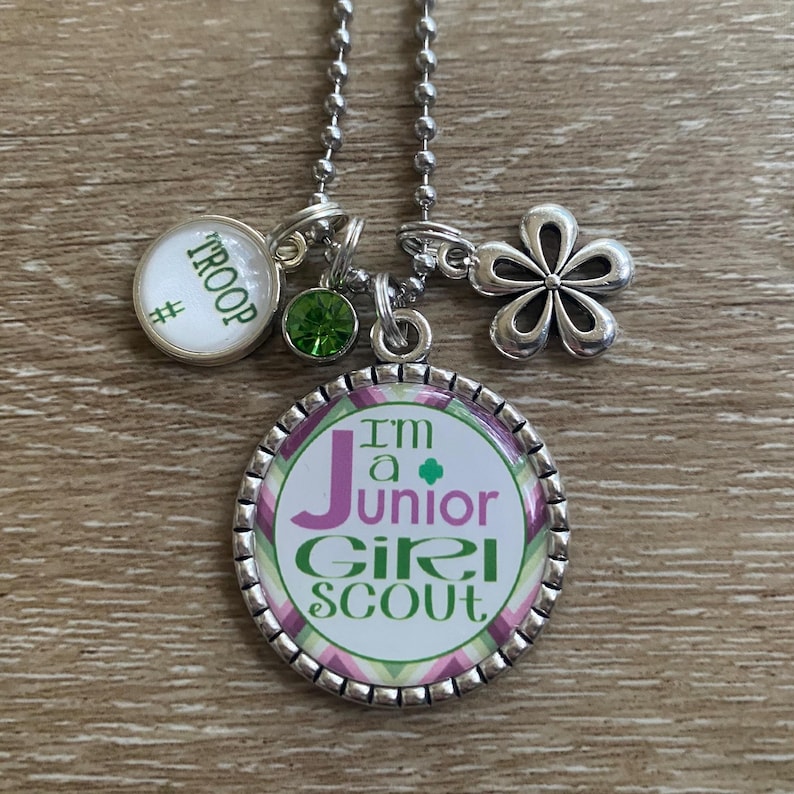 Collier pendentif scoute junior étiquette de sac, breloque personnalisée, cadeau de transition des troupes image 5