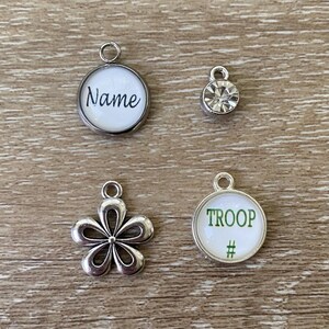 I'm A SENIOR Girl Scout Troop Pack Bridging Custom Antique Silver Flat Bezel Pendant Charm Necklace Keychain ~ Unique Gift for CHRISTmas! zdjęcie 7